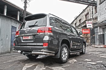 10 999 р. Защита заднего бампера WINBO (уголки, Ø76 и 38 мм, нержавейка)  Lexus LX570  J200 (2007-2012), Toyota Land Cruiser  200 (2007-2015)  с доставкой в г. Чебоксары. Увеличить фотографию 2