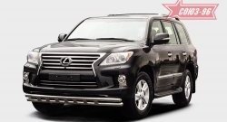 Двойная защита переднего бампера с декоративными элементами (d60х60) Souz-96 Lexus LX570  J200 (2012-2015) 1-ый рестайлинг