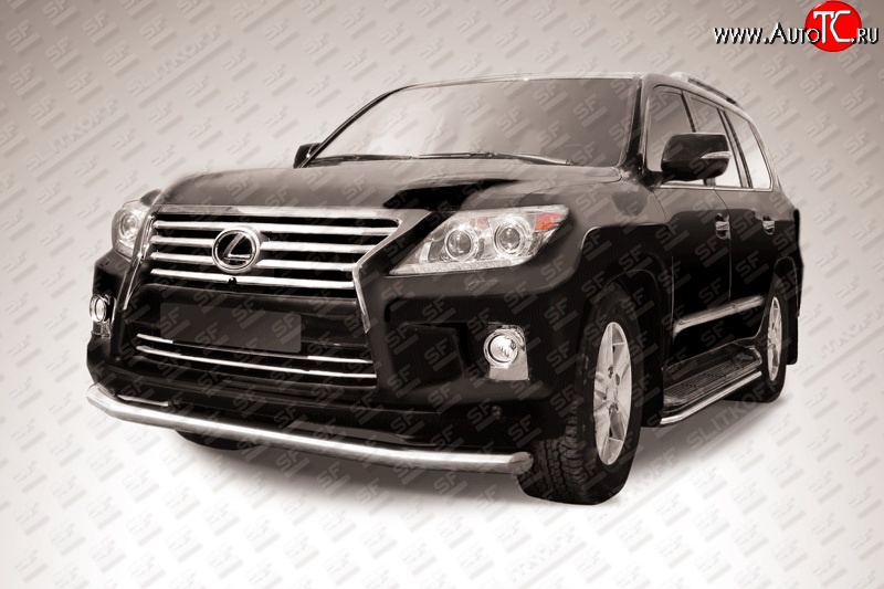 16 849 р. Одинарная защита переднего бампера из трубы диаметром 76 мм Slitkoff  Lexus LX570  J200 (2012-2015) 1-ый рестайлинг (Нержавейка, Полированная)  с доставкой в г. Чебоксары