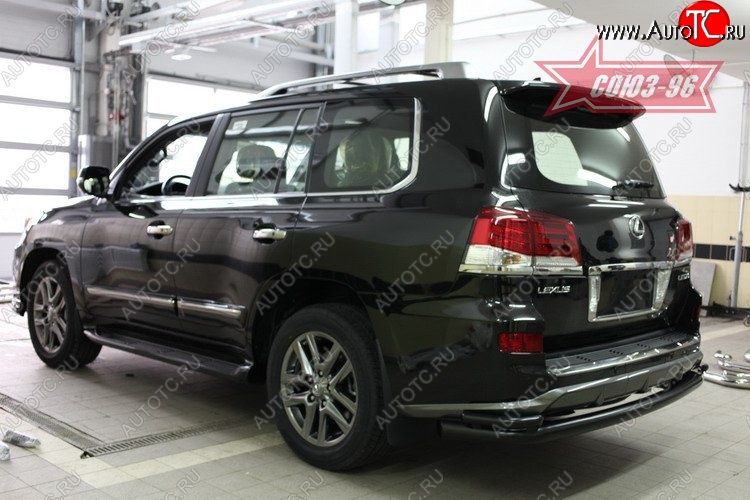 25 559 р. Двойная заднего бампера Sport Souz-96 Black (d76/42)  Lexus LX570  J200 (2012-2015) 1-ый рестайлинг  с доставкой в г. Чебоксары