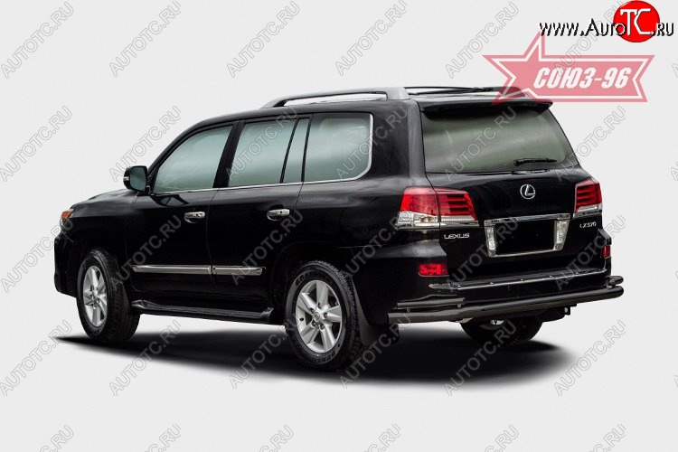 25 649 р. Двойная защита заднего бампера d76/42 чёрного цвета Souz-96  Lexus LX570  J200 (2012-2015) 1-ый рестайлинг  с доставкой в г. Чебоксары