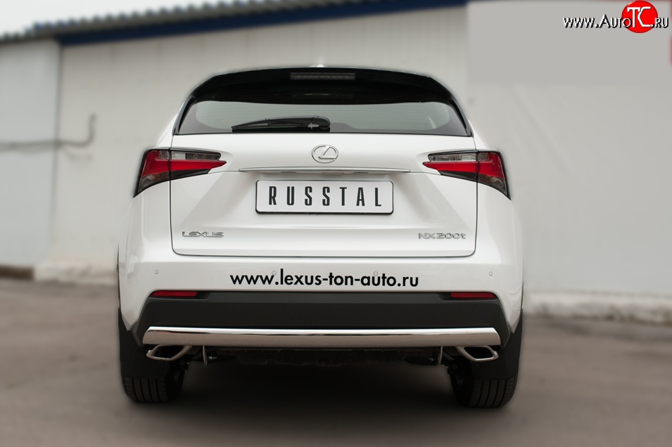 11 599 р. Защита заднего бампера (Ø75x42 мм, нержавейка, F-Sport) Russtal Lexus NX200T Z10 (2014-2017)  с доставкой в г. Чебоксары