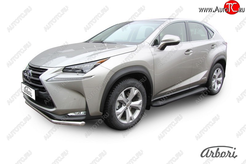 11 609 р. Порожки для ног Arbori Optima Black  Lexus NX300h  Z10 (2014-2017) дорестайлинг  с доставкой в г. Чебоксары