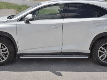 24 649 р. Порожки для ног (труба Ø42) SLITKOFF  Lexus NX300h  Z10 (2014-2017) дорестайлинг (лист алюм, проф. нерж)  с доставкой в г. Чебоксары. Увеличить фотографию 2