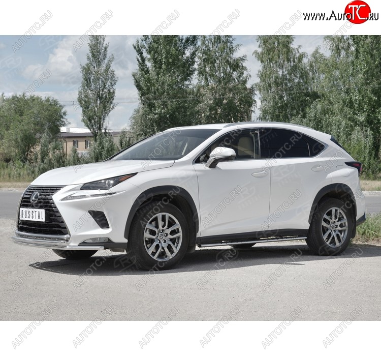 18 949 р. Защита переднего бампера (2 трубы Ø42 мм, нержавейка) SLITKOFF  Lexus NX300h  Z10 (2014-2017) дорестайлинг  с доставкой в г. Чебоксары