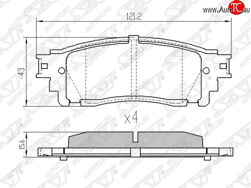 789 р. Колодки тормозные SAT (задние) Lexus NX200 Z10 рестайлинг (2017-2021)  с доставкой в г. Чебоксары