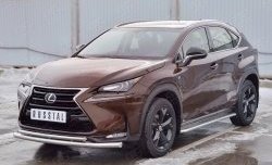 18 799 р. Защита переднего бампера (2 трубыØ63 и 42 мм, нержавейка) SLITKOFF Lexus NX200 Z10 дорестайлинг (2014-2017)  с доставкой в г. Чебоксары. Увеличить фотографию 2
