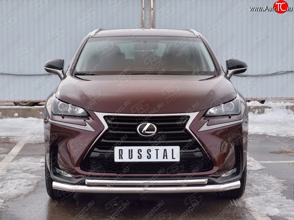 18 799 р. Защита переднего бампера (2 трубыØ63 и 42 мм, нержавейка) SLITKOFF Lexus NX200 Z10 дорестайлинг (2014-2017)  с доставкой в г. Чебоксары
