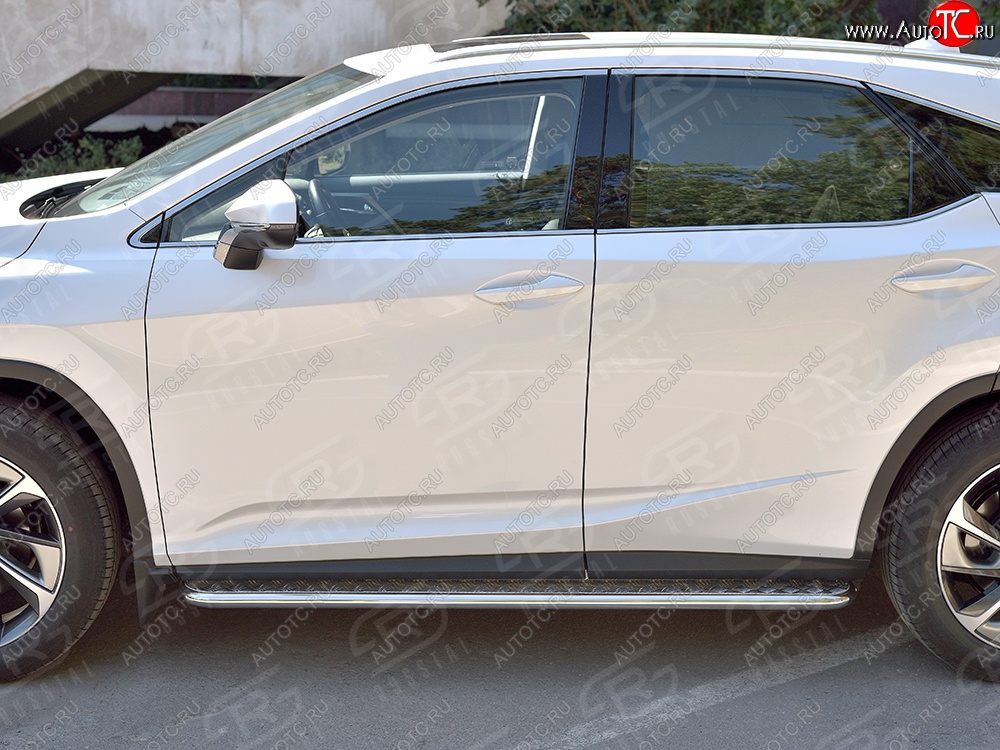 24 649 р. Широкая защита порогов из трубы диаметром 42 мм SLITKOFF  Lexus RX  200T (2015-2017) AL20 дорестайлинг  с доставкой в г. Чебоксары