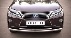 16 299 р. Защита переднего бампера (2 трубыØ63 и 42 мм, нержавейка) SLITKOFF Lexus RX450H AL10 дорестайлинг (2009-2012)  с доставкой в г. Чебоксары. Увеличить фотографию 2