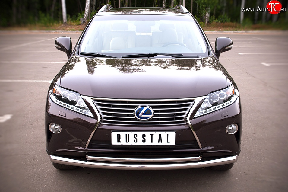 16 299 р. Защита переднего бампера (2 трубыØ63 и 42 мм, нержавейка) SLITKOFF Lexus RX450H AL10 дорестайлинг (2009-2012)  с доставкой в г. Чебоксары
