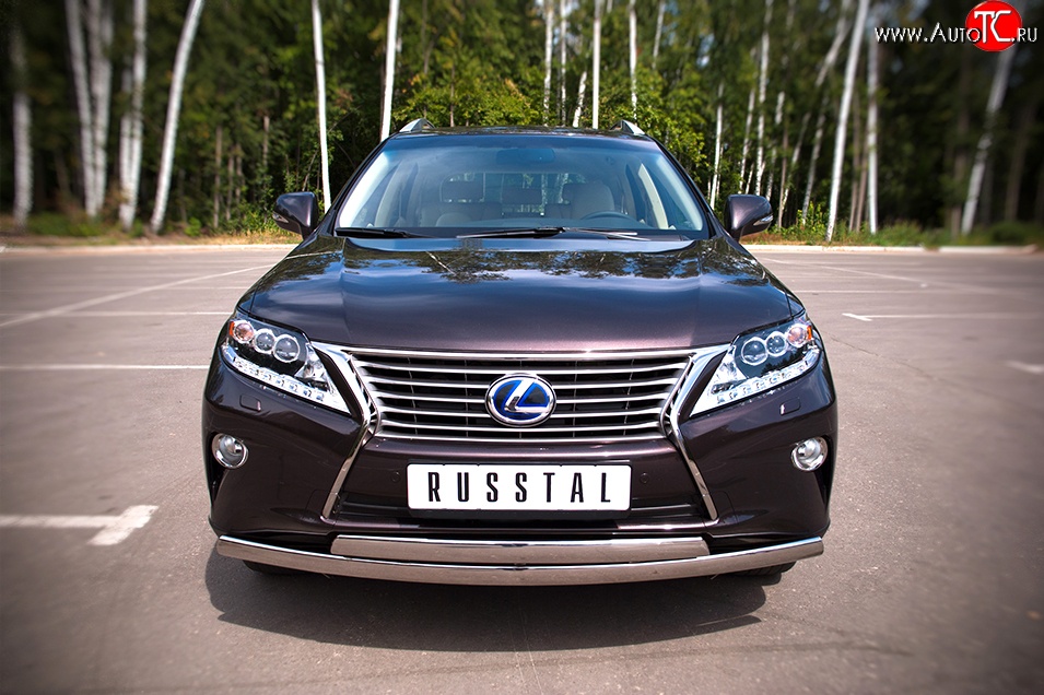 16 849 р. Защита переднего бампера (2 трубыØ75х42 мм, нержавейка) Russtal Lexus RX350 AL10 дорестайлинг (2008-2012)  с доставкой в г. Чебоксары