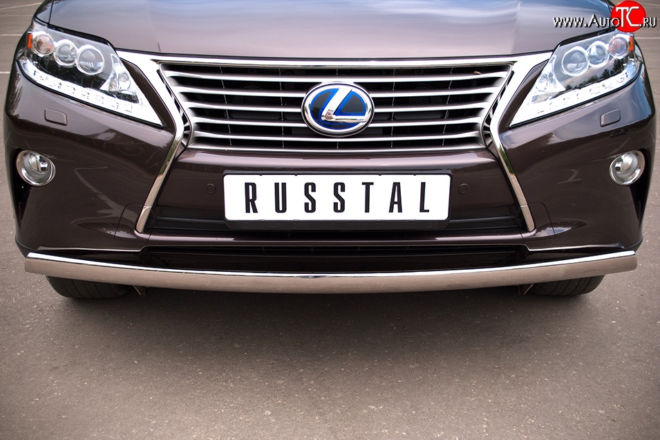 11 599 р. Защита переднего бампера (Ø75х42 мм, нержавейка) Russtal Lexus RX350 AL10 дорестайлинг (2008-2012)  с доставкой в г. Чебоксары