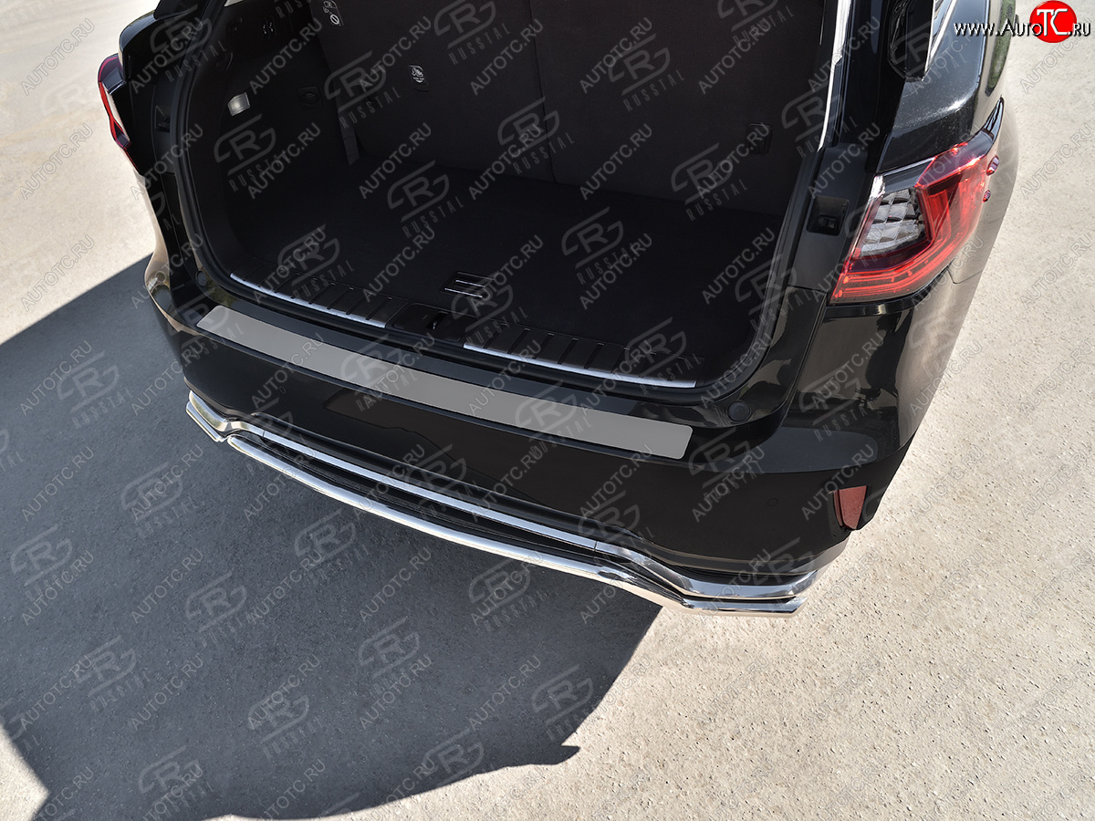 2 199 р. Защитная накладка заднего бампера Russtal Lexus RX350 AL20 дорестайлинг (2015-2019) (Нержавейка шлифованная)  с доставкой в г. Чебоксары