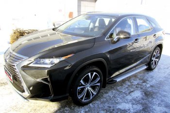 13 349 р. Пороги алюминиевые Slitkoff  Lexus RX350  AL20 (2015-2019) дорестайлинг (Optima Silver)  с доставкой в г. Чебоксары. Увеличить фотографию 2