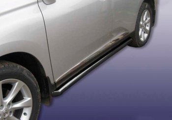 Защита порогов Ø76 мм с гибами Slitkoff Lexus RX350  AL10 (2008-2012) дорестайлинг (сталь с полимерным покрытием, цвет серебро)