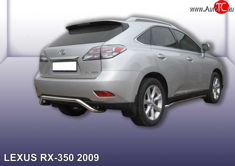 14 549 р. Фигурная защита заднего бампера диаметром 57 мм Slitkoff Lexus RX350 AL10 дорестайлинг (2008-2012) (Нержавейка, Полированная)  с доставкой в г. Чебоксары