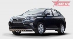 Двойная защита переднего бампера с декоративными элементами (d60х60) Souz-96 Lexus RX350  AL10 (2012-2015) рестайлинг