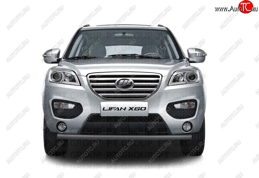5 599 р. Защита переднего бампера (сталь с покрытием, Ø63 мм) Petroil Tuning  Lifan X60 (2011-2016) дорестайлинг, 1-ый рестайлинг (Цвет: Черный (Шагрень))  с доставкой в г. Чебоксары