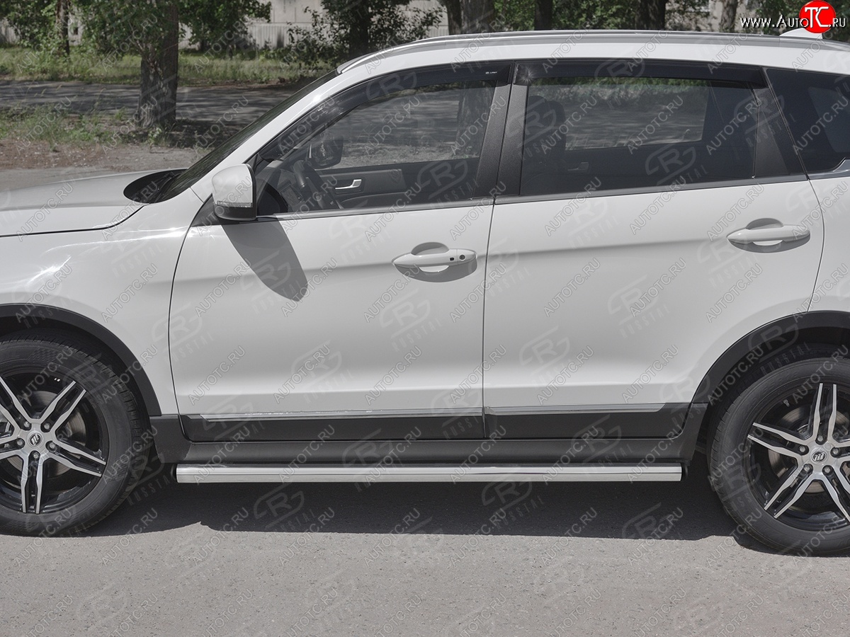 18 799 р. Защита порогов (Ø63 мм, нержавейка) SLITKOFF  Lifan X70 (2018-2025) (С пластиковыми заглушками на торцах)  с доставкой в г. Чебоксары