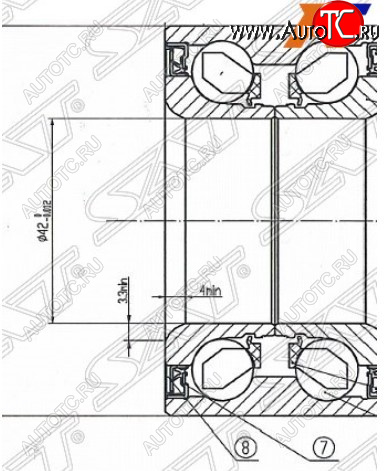1 549 р. Подшипник передней ступицы SAT (с ABS) Mazda 3/Axela BK дорестайлинг, хэтчбэк (2003-2006)  с доставкой в г. Чебоксары