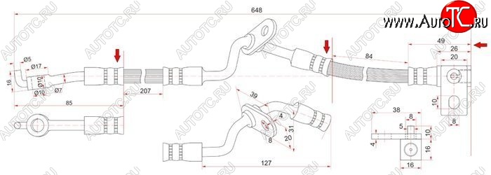 1 199 р. Тормозной шланг SAT (правый) Mazda 6 GG лифтбэк рестайлинг (2005-2008)  с доставкой в г. Чебоксары