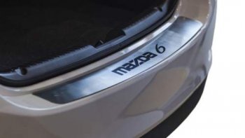 Накладка защитная на задний бампер с рисунком Souz96 нержавеющая сталь Mazda 6  GJ (2012-2015) дорестайлинг седан, дорестайлинг универсал