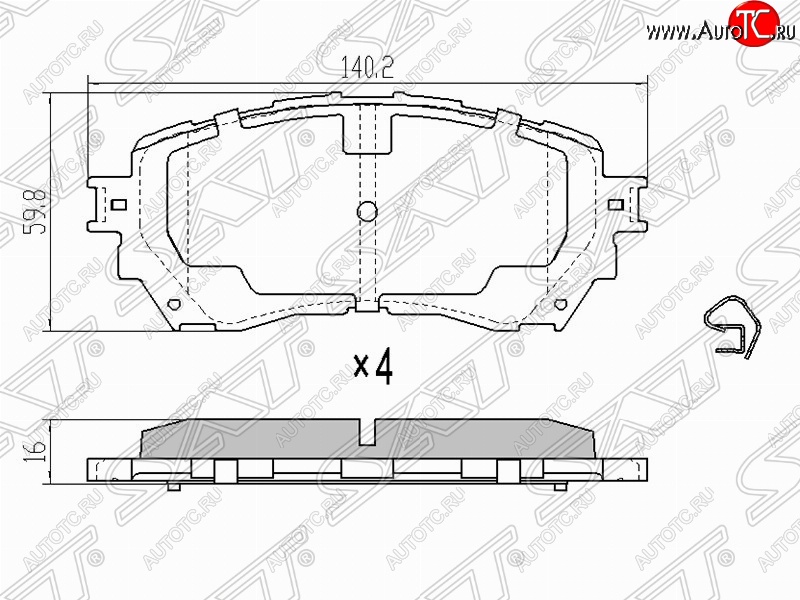 979 р. Колодки тормозные (передние) SAT Mazda 6 GJ дорестайлинг седан (2012-2015)  с доставкой в г. Чебоксары