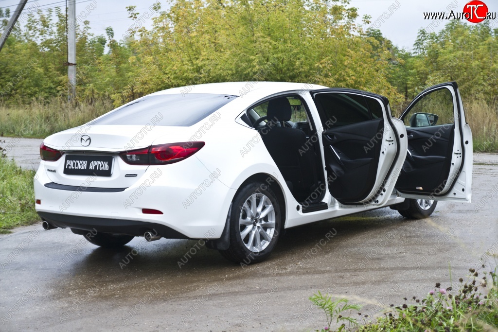 2 119 р. Накладки порожков салона RA Mazda 6 GJ дорестайлинг седан (2012-2015) (Комплект (4 шт.))  с доставкой в г. Чебоксары