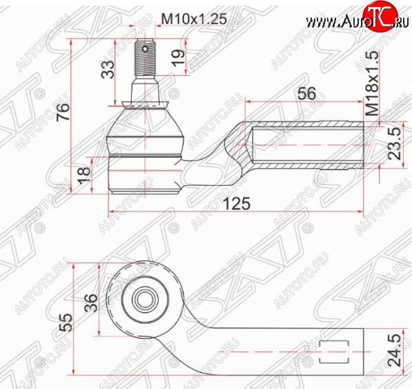 629 р. Правый наконечник рулевой тяги SAT Mazda 3/Axela BK дорестайлинг седан (2003-2006)  с доставкой в г. Чебоксары