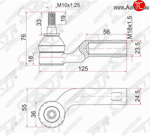 629 р. Левый наконечник рулевой тяги SAT Mazda 3/Axela BK дорестайлинг, хэтчбэк (2003-2006)  с доставкой в г. Чебоксары