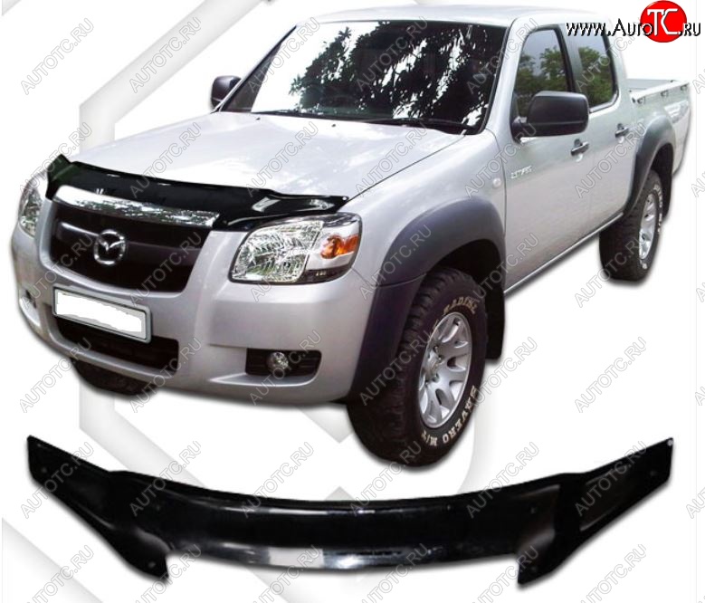 2 399 р. Дефлектор капота CA-Plastic Mazda BT-50 (2006-2011) (Classic черный, Без надписи)  с доставкой в г. Чебоксары