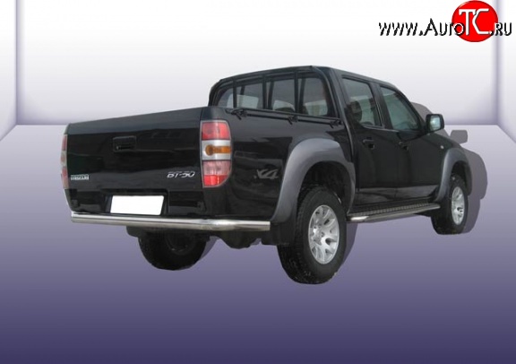 13 499 р. Одинарная защита заднего бампера из трубы диаметром 76 мм Slitkoff  Mazda BT-50 (2006-2011) (Нержавейка, Полированная)  с доставкой в г. Чебоксары