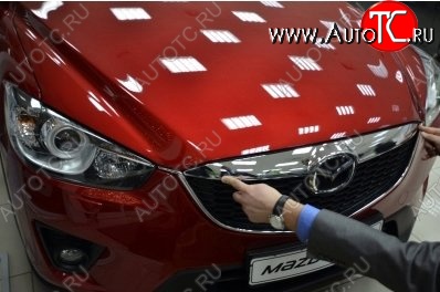 3 349 р. Накладка на капот СТ Mazda CX-5 KE рестайлинг (2015-2017)  с доставкой в г. Чебоксары