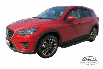11 609 р. Порожки для ног Arbori Optima Black  Mazda CX-5  KE (2011-2017) дорестайлинг, рестайлинг  с доставкой в г. Чебоксары. Увеличить фотографию 2