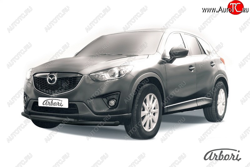 7 919 р. Защита переднего бампера Arbori (черная, 2 трубы d57 и 42 mm) Mazda CX-5 KE рестайлинг (2015-2017)  с доставкой в г. Чебоксары