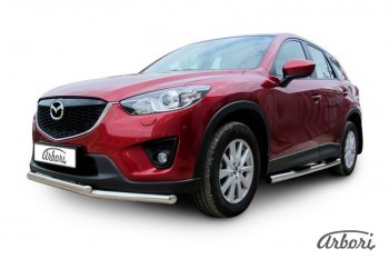 15 182 р. Защита переднего бампера Arbori (нержавейка, 2 трубы d57 и 42 mm) Mazda CX-5 KE рестайлинг (2015-2017)  с доставкой в г. Чебоксары. Увеличить фотографию 2