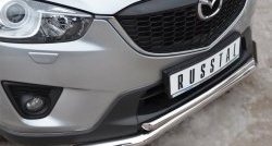 16 849 р. Защита переднего бампера (2 трубыØ63 и 42 мм, нержавейка) SLITKOFF Mazda CX-5 KE рестайлинг (2015-2017)  с доставкой в г. Чебоксары. Увеличить фотографию 2