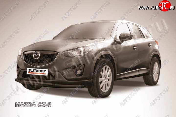 10 699 р. Защита переднего бампер Slitkoff Mazda CX-5 KE рестайлинг (2015-2017) (Цвет: серебристый)  с доставкой в г. Чебоксары