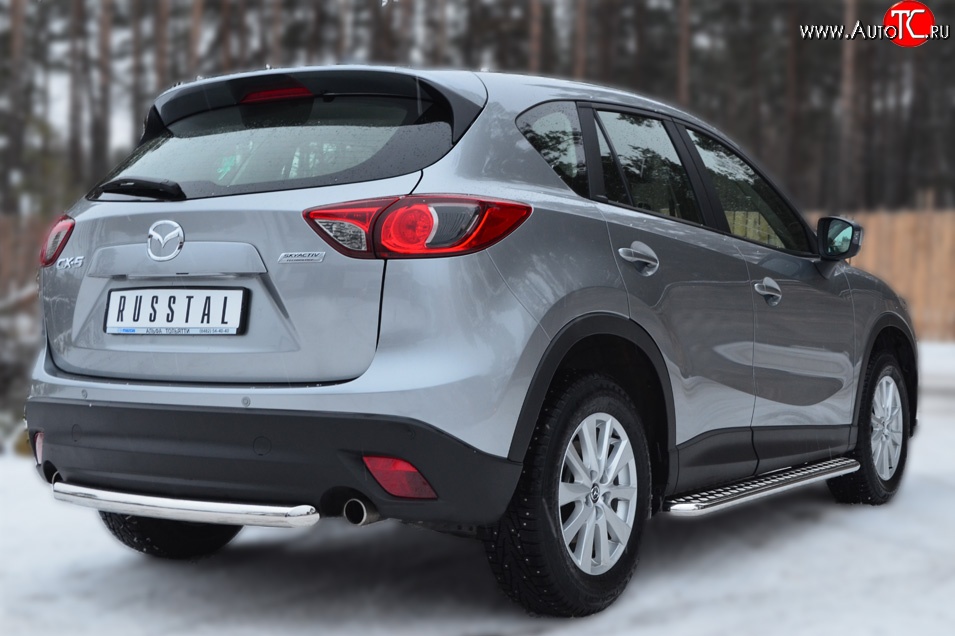 12 949 р. Одинарная защита заднего бампера из трубы диаметром 63 мм SLITKOFF  Mazda CX-5  KE (2011-2017) дорестайлинг, рестайлинг  с доставкой в г. Чебоксары