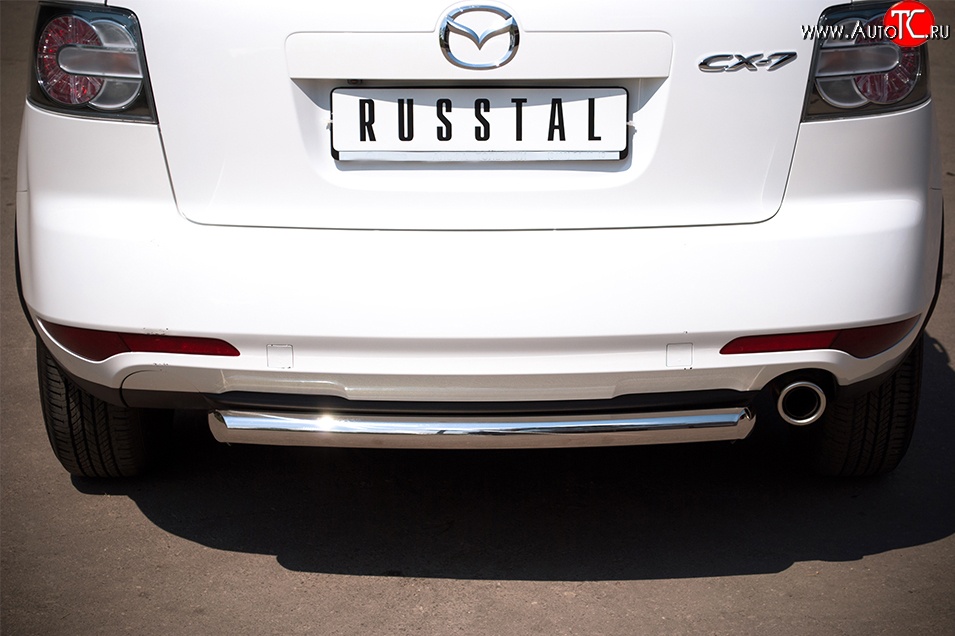14 799 р. Одинарная защита заднего бампера из трубы диаметром 63 мм SLITKOFF  Mazda CX-7  ER (2010-2012) рестайлинг  с доставкой в г. Чебоксары