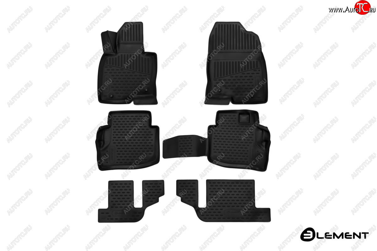3 269 р. Коврики в салон Element 3D (полиуретан, 6 шт.)  Mazda CX-9  TC (2015-2025) дорестайлинг (Черные)  с доставкой в г. Чебоксары