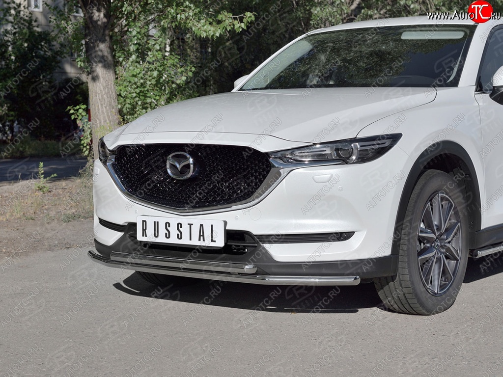 17 999 р. Защита переднего бампера (2 трубыØ42 мм, нержавейка) SLITKOFF  Mazda CX-5  KF (2016-2025)  с доставкой в г. Чебоксары