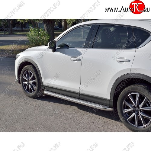 30 799 р. Порожки для ног (Ø63) SLITKOFF  Mazda CX-5  KF (2016-2025) (лист - алюминий, профиль - сталь)  с доставкой в г. Чебоксары