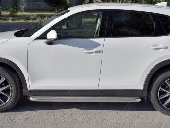 43 999 р. Порожки для ног (Ø63) SLITKOFF  Mazda CX-5  KF (2016-2025) (лист - нержавейка, профиль - нержавейка)  с доставкой в г. Чебоксары. Увеличить фотографию 2