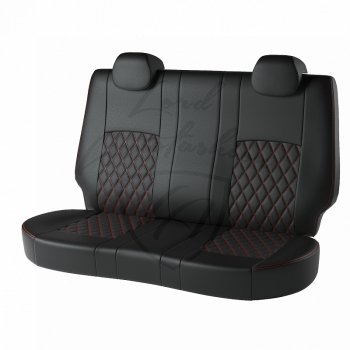 7 199 р. Чехлы для сидений Lord Autofashion Турин Ромб (экокожа) Mazda CX-5 KF (2016-2025) (Чёрный, вставка чёрная, строчка красная)  с доставкой в г. Чебоксары. Увеличить фотографию 2
