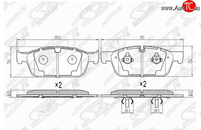 1 379 р. Комплект передних тормозных колодок SAT Mercedes-Benz ML class W166 (2011-2015)  с доставкой в г. Чебоксары
