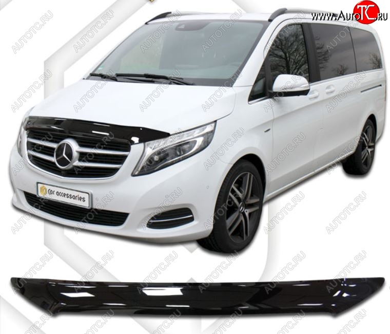 2 159 р. Дефлектор капота CA-Plastiс Mercedes-Benz Vito W447 рестайлинг (2018-2025) (Classic черный, Без надписи)  с доставкой в г. Чебоксары
