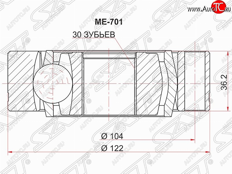 2 199 р. Шрус (внутренний) SAT (30*122 мм)  Mercedes-Benz Vito  W638 (1996-2003)  с доставкой в г. Чебоксары