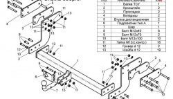 6 299 р. Фаркоп (колесная база 3.55/4.025, длинная база) Лидер Плюс Mercedes-Benz Sprinter W905 рестайлинг (2000-2006) (Без электропакета)  с доставкой в г. Чебоксары. Увеличить фотографию 2